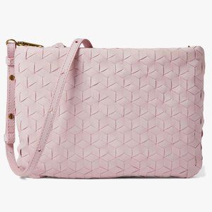 PINK MADEWELL PUFF BASKET WEAVE LEATHER CROSSBODY PURSE BAG